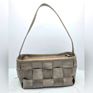 Harveys | Y2K tan beige woven seat belt strap mini shoulder bag purse